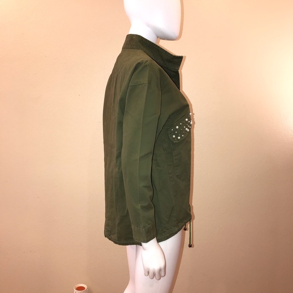 Lea & Viola Embellished Jacket Army Green Canvas - Picture 6 of 14
